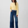 Hoch taillierte, weit geschnittene Knöchellange Jeans