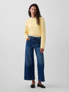Hoch taillierte, weit geschnittene Knöchellange Jeans