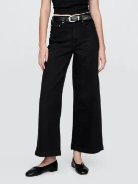 Hoch taillierte, weit geschnittene Knöchellange Jeans