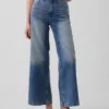 Hoch taillierte, weit geschnittene Knöchellange Jeans