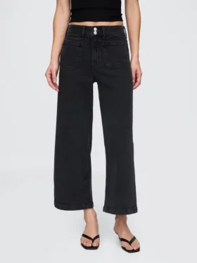 Hoch taillierte, weit geschnittene Knöchellange Jeans
