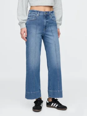 Hoch taillierte, weit geschnittene Knöchellange Jeans
