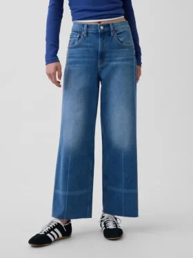 Hoch taillierte, weit geschnittene Knöchellange Jeans