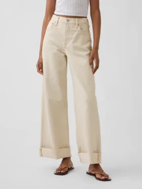 Hoch taillierte, weit geschnittene Knöchellange Jeans