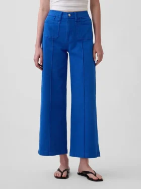 Hoch taillierte, weit geschnittene Knöchellange Jeans