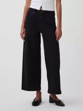 Hoch taillierte, weit geschnittene Knöchellange Jeans