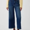 Hoch taillierte, weit geschnittene Knöchellange Jeans
