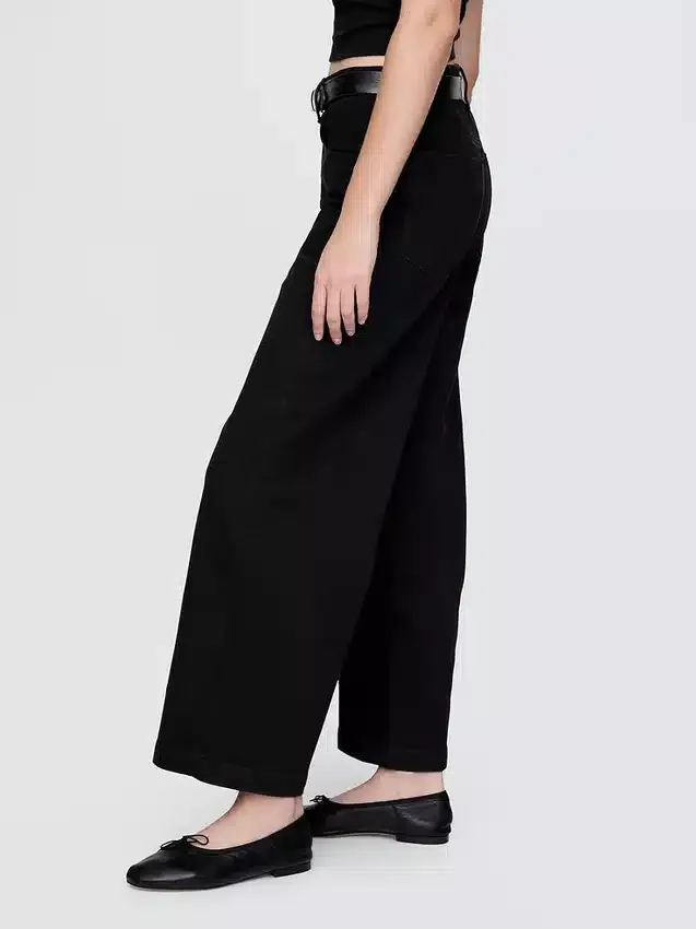 Hoch taillierte, weit geschnittene Knöchellange Jeans