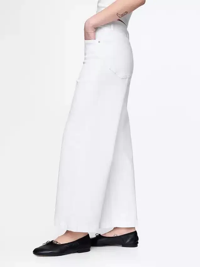 Hoch taillierte, weit geschnittene Knöchellange Jeans