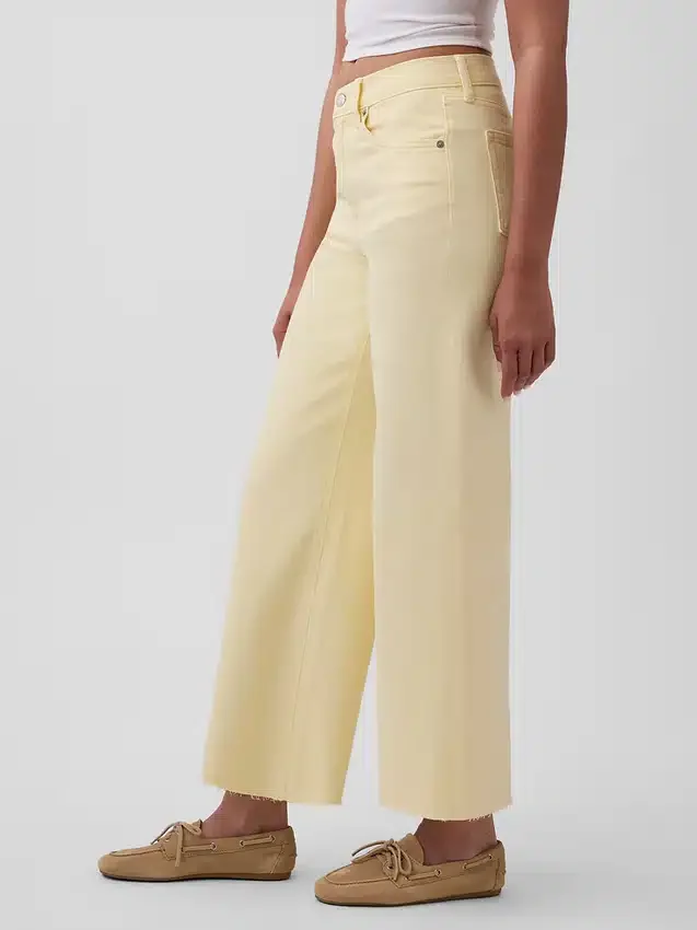 Hoch taillierte, weit geschnittene Knöchellange Jeans