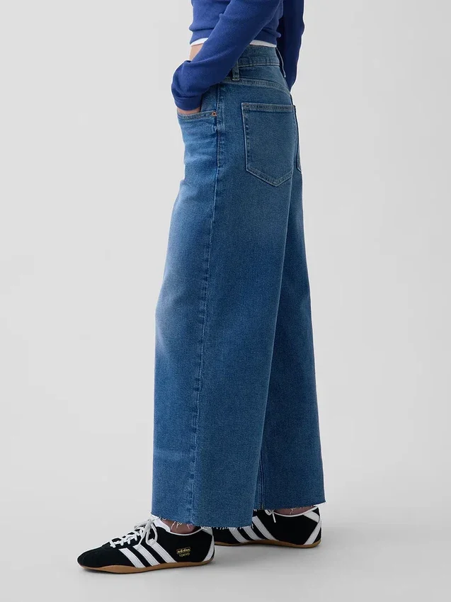 Hoch taillierte, weit geschnittene Knöchellange Jeans