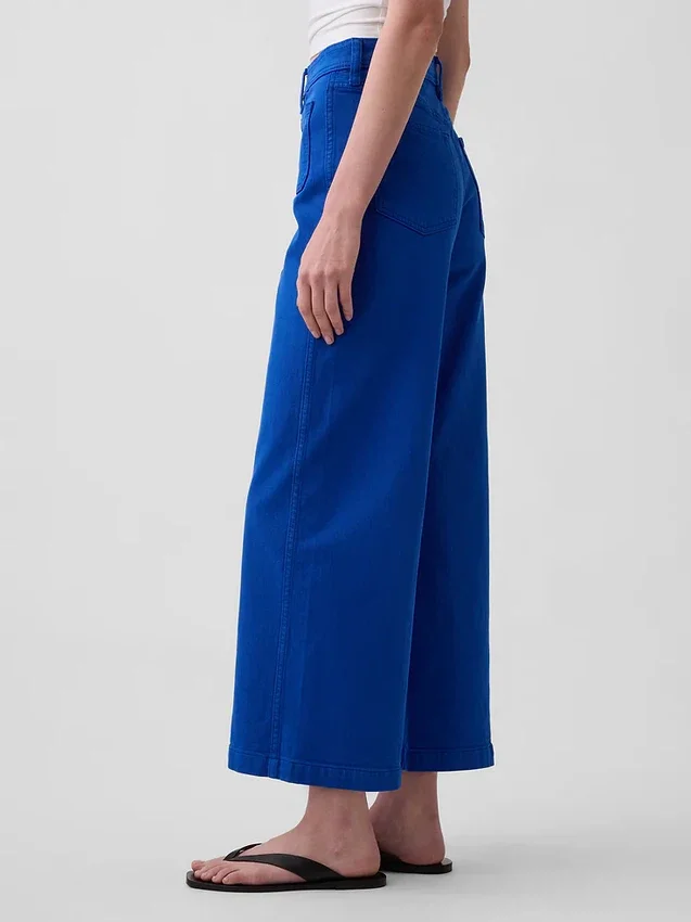Hoch taillierte, weit geschnittene Knöchellange Jeans