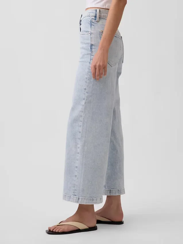 Hoch taillierte, weit geschnittene Knöchellange Jeans