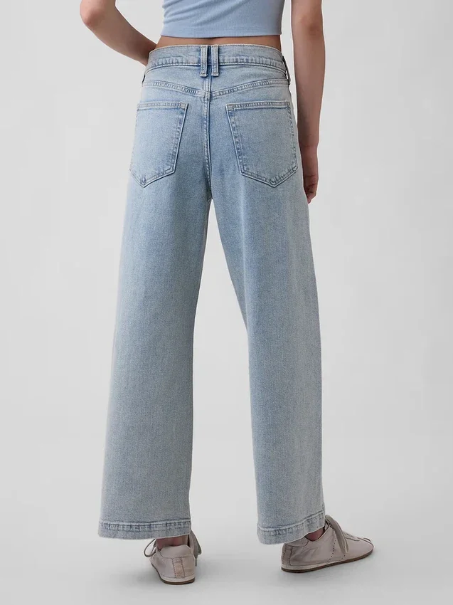Hoch taillierte, weit geschnittene Knöchellange Jeans