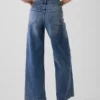 Hoch taillierte, weit geschnittene Knöchellange Jeans