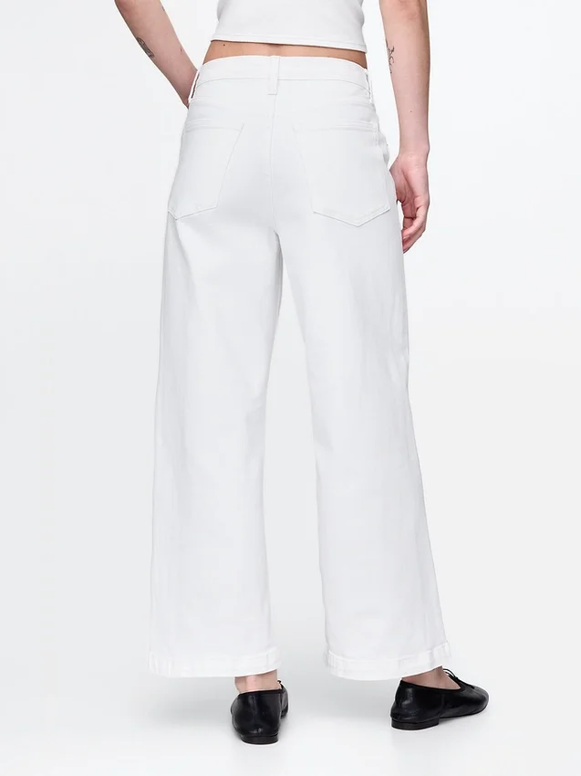 Hoch taillierte, weit geschnittene Knöchellange Jeans
