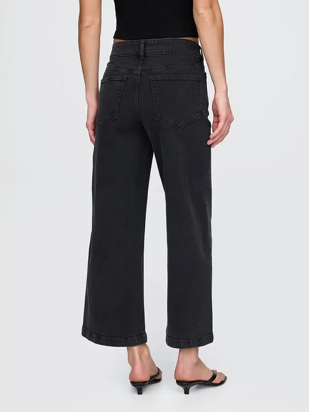 Hoch taillierte, weit geschnittene Knöchellange Jeans