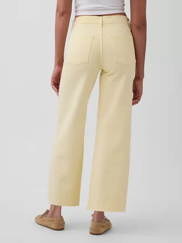 Hoch taillierte, weit geschnittene Knöchellange Jeans