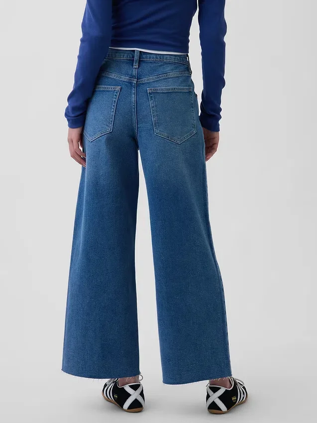 Hoch taillierte, weit geschnittene Knöchellange Jeans