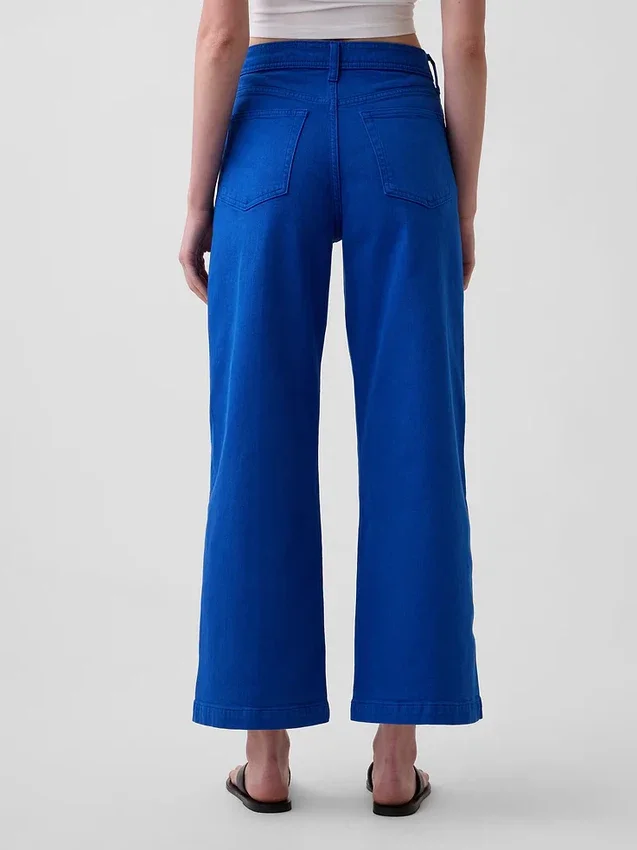 Hoch taillierte, weit geschnittene Knöchellange Jeans