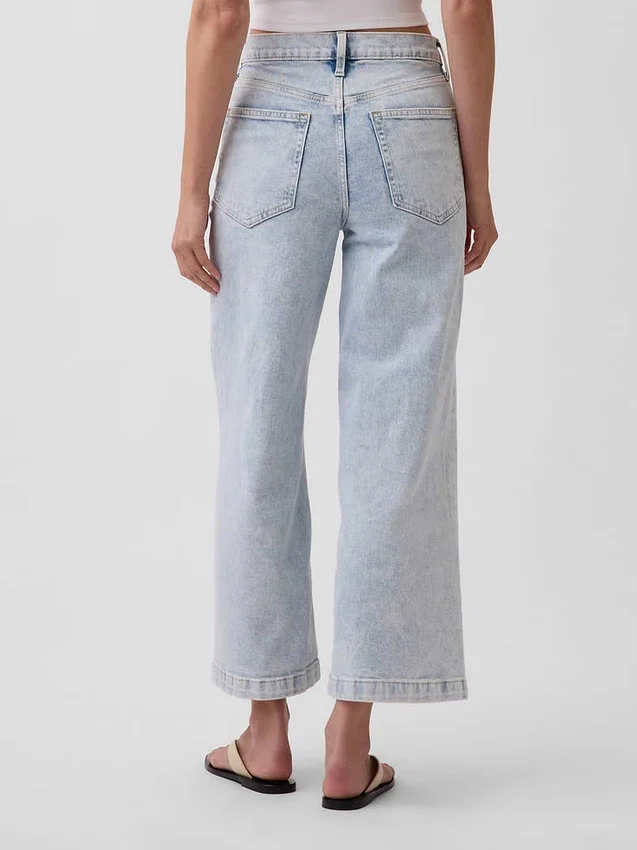 Hoch taillierte, weit geschnittene Knöchellange Jeans