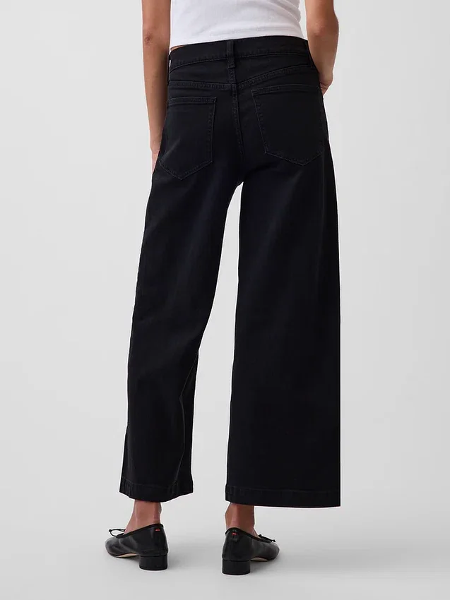 Hoch taillierte, weit geschnittene Knöchellange Jeans