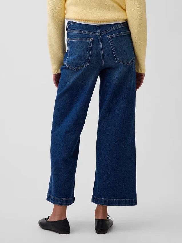 Hoch taillierte, weit geschnittene Knöchellange Jeans