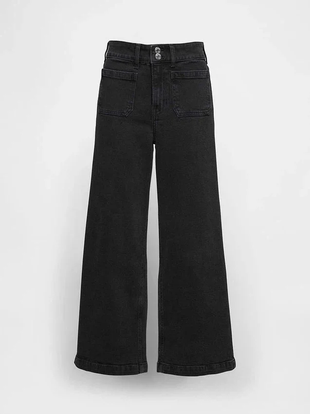Hoch taillierte, weit geschnittene Knöchellange Jeans