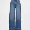 Hoch taillierte, weit geschnittene Knöchellange Jeans