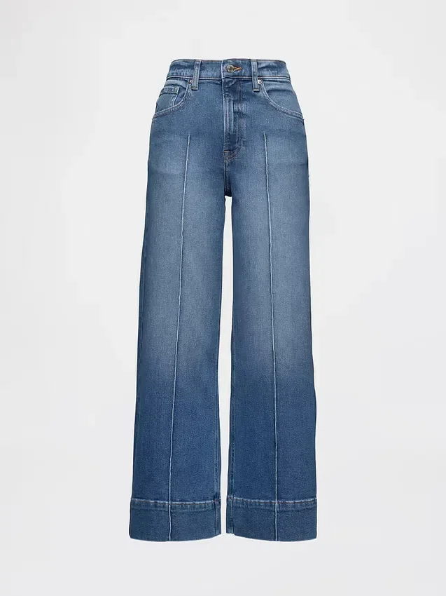 Hoch taillierte, weit geschnittene Knöchellange Jeans