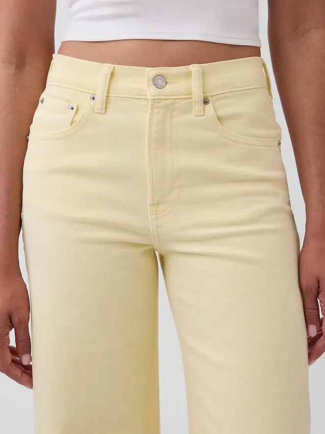 Hoch taillierte, weit geschnittene Knöchellange Jeans