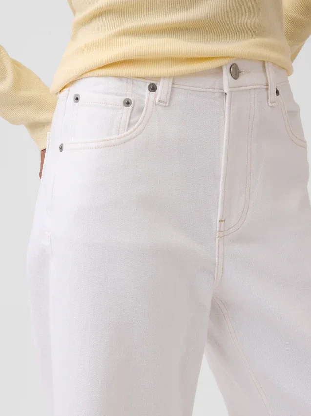 Hoch taillierte, weit geschnittene Knöchellange Jeans
