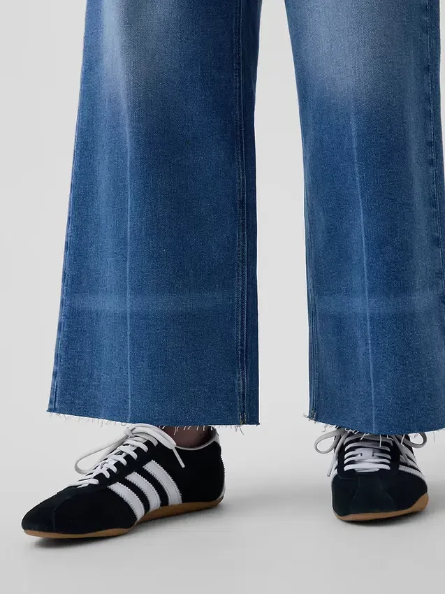 Hoch taillierte, weit geschnittene Knöchellange Jeans