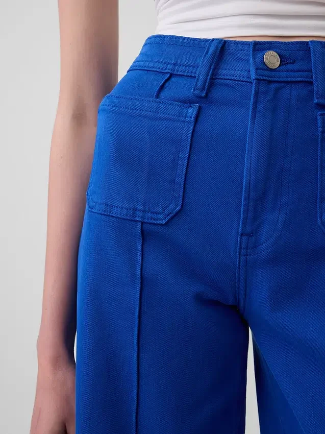 Hoch taillierte, weit geschnittene Knöchellange Jeans
