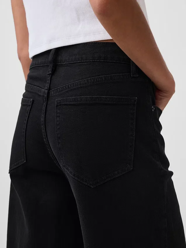 Hoch taillierte, weit geschnittene Knöchellange Jeans