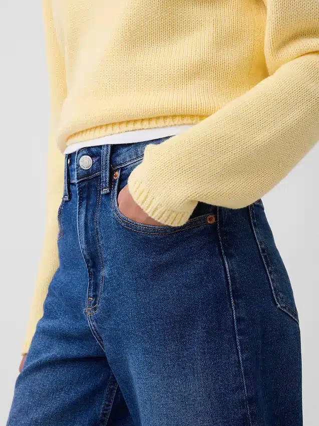 Hoch taillierte, weit geschnittene Knöchellange Jeans