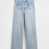 Hoch taillierte, weit geschnittene Knöchellange Jeans