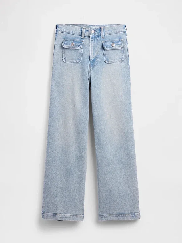 Hoch taillierte, weit geschnittene Knöchellange Jeans