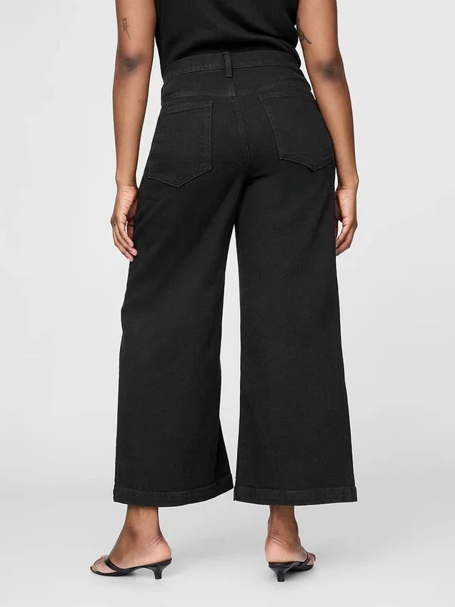 Hoch taillierte, weit geschnittene Knöchellange Jeans