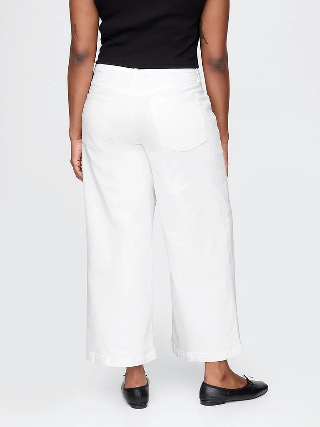 Hoch taillierte, weit geschnittene Knöchellange Jeans