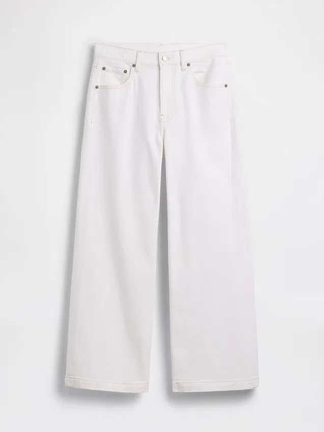 Hoch taillierte, weit geschnittene Knöchellange Jeans