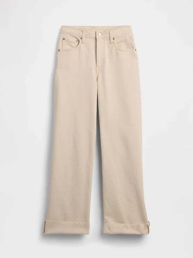 Hoch taillierte, weit geschnittene Knöchellange Jeans