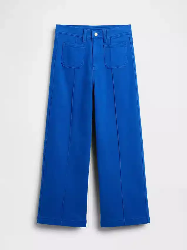 Hoch taillierte, weit geschnittene Knöchellange Jeans