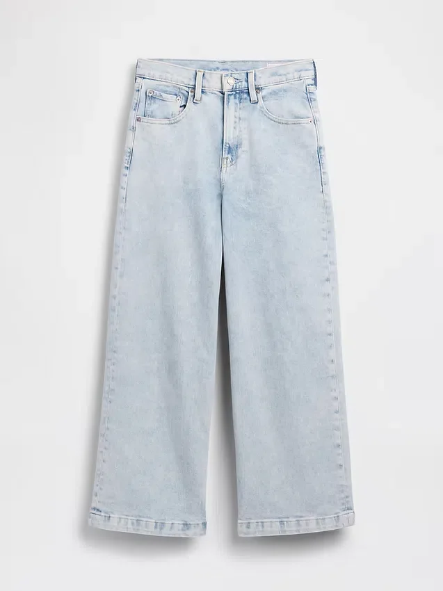 Hoch taillierte, weit geschnittene Knöchellange Jeans