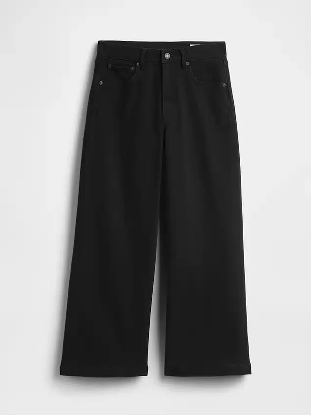 Hoch taillierte, weit geschnittene Knöchellange Jeans