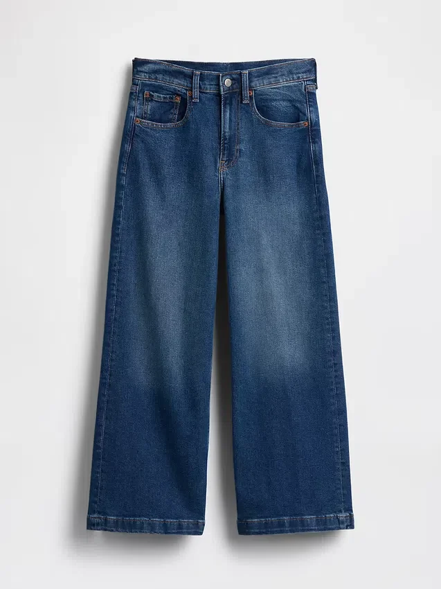 Hoch taillierte, weit geschnittene Knöchellange Jeans