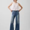 Hoch taillierte, weit geschnittene Knöchellange Jeans