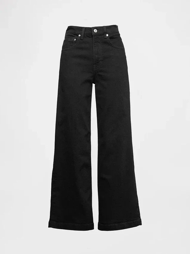 Hoch taillierte, weit geschnittene Knöchellange Jeans