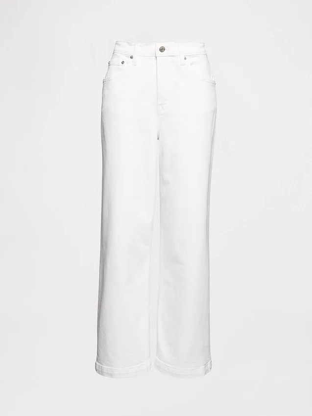 Hoch taillierte, weit geschnittene Knöchellange Jeans