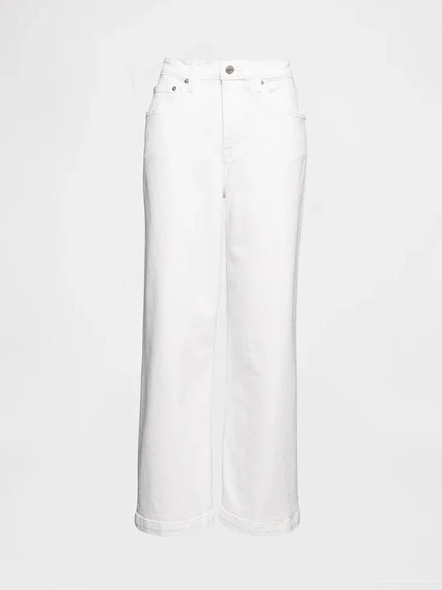 Hoch taillierte, weit geschnittene Knöchellange Jeans